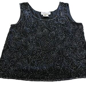 100% Silk Embroidered Top by Via Condotti  Large